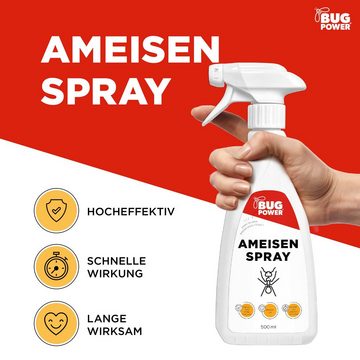 BugPower Insektenspray Ameisen Spray - effektiv gegen Ameisen, 500 ml, 1-St., Effektiv und nachhaltig gegen alle Arten von Ameisen