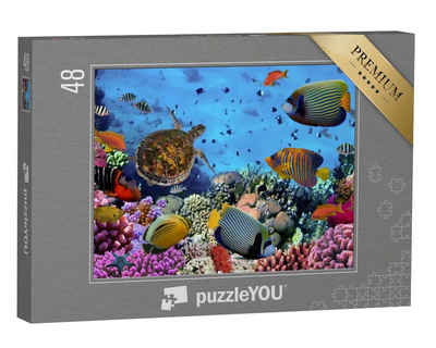 puzzleYOU Puzzle Korallenriff mit Fischen und Meeresschildkröten, 48 Puzzleteile, puzzleYOU-Kollektionen Leicht, 48 Teile, 500 Teile, 100 Teile