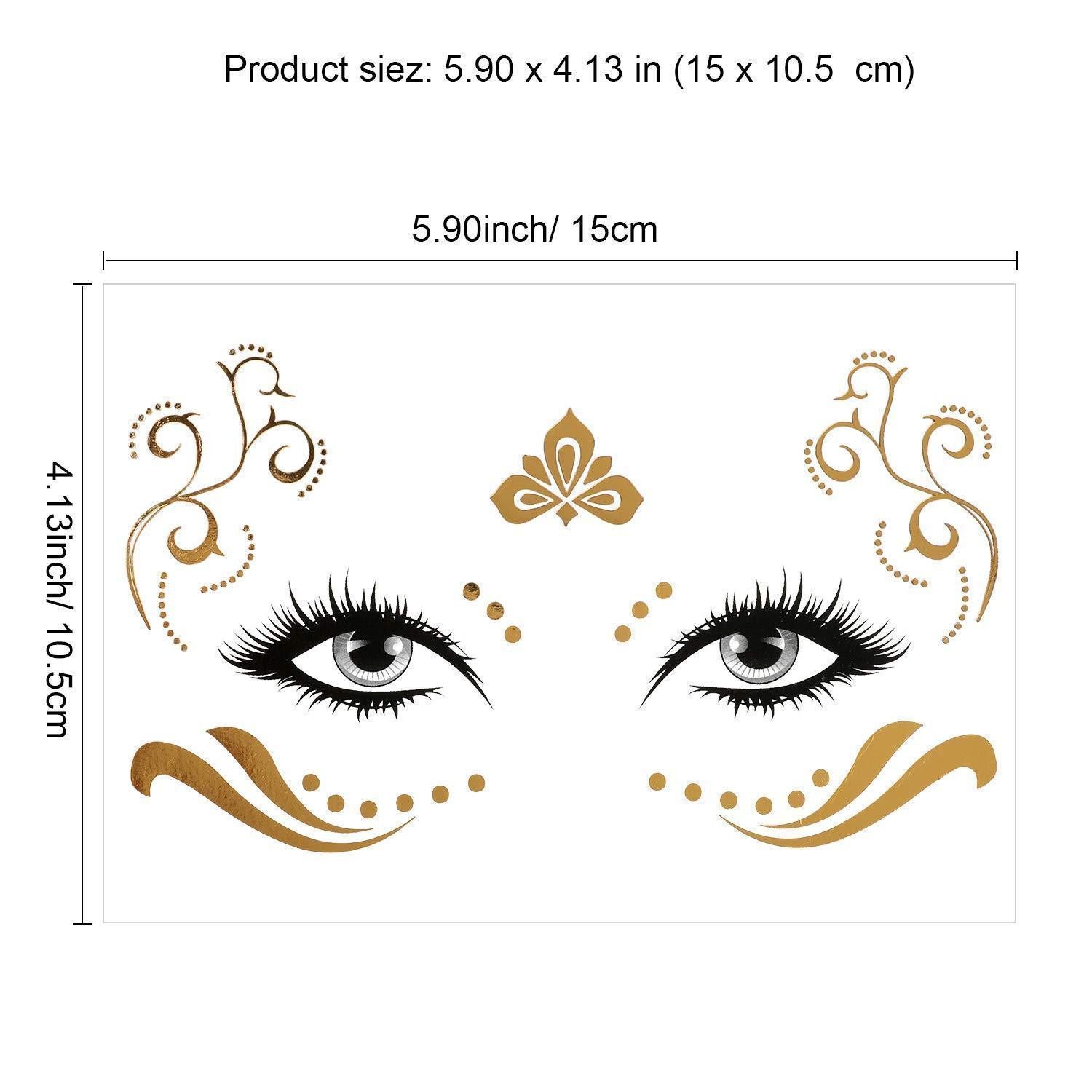 LuxusKollektion Schmuck-Tattoo Tattoo Aufkleber Metallic Flash Gesicht Wasserdicht 8 Stück Stile B