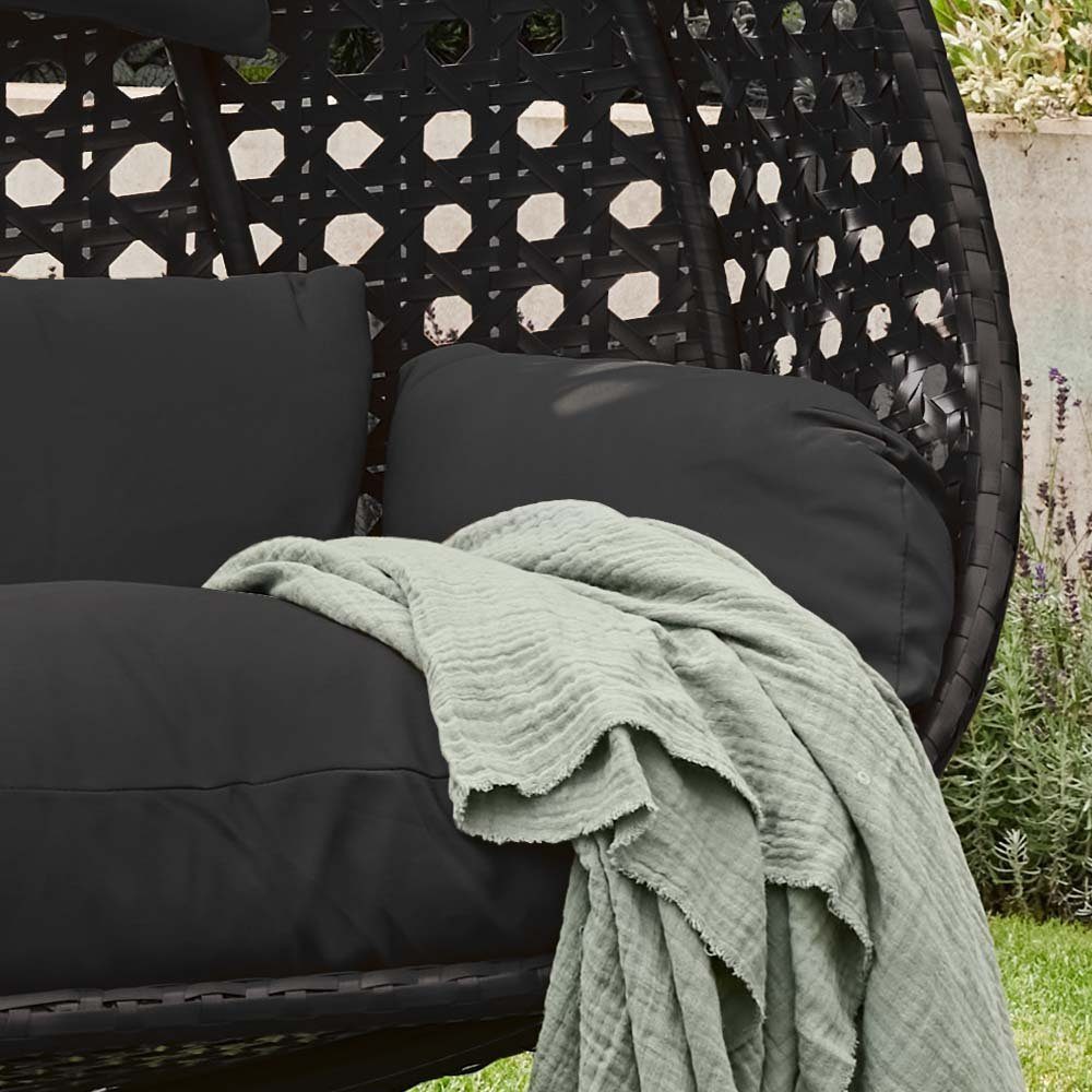 HOME DELUXE Hängesessel Polyrattan Hängesessel TWIN (inkl. Gestell, Korb, Sitzauflage, Montagezubehör, 4-St., Komplettset), Hängestuhl