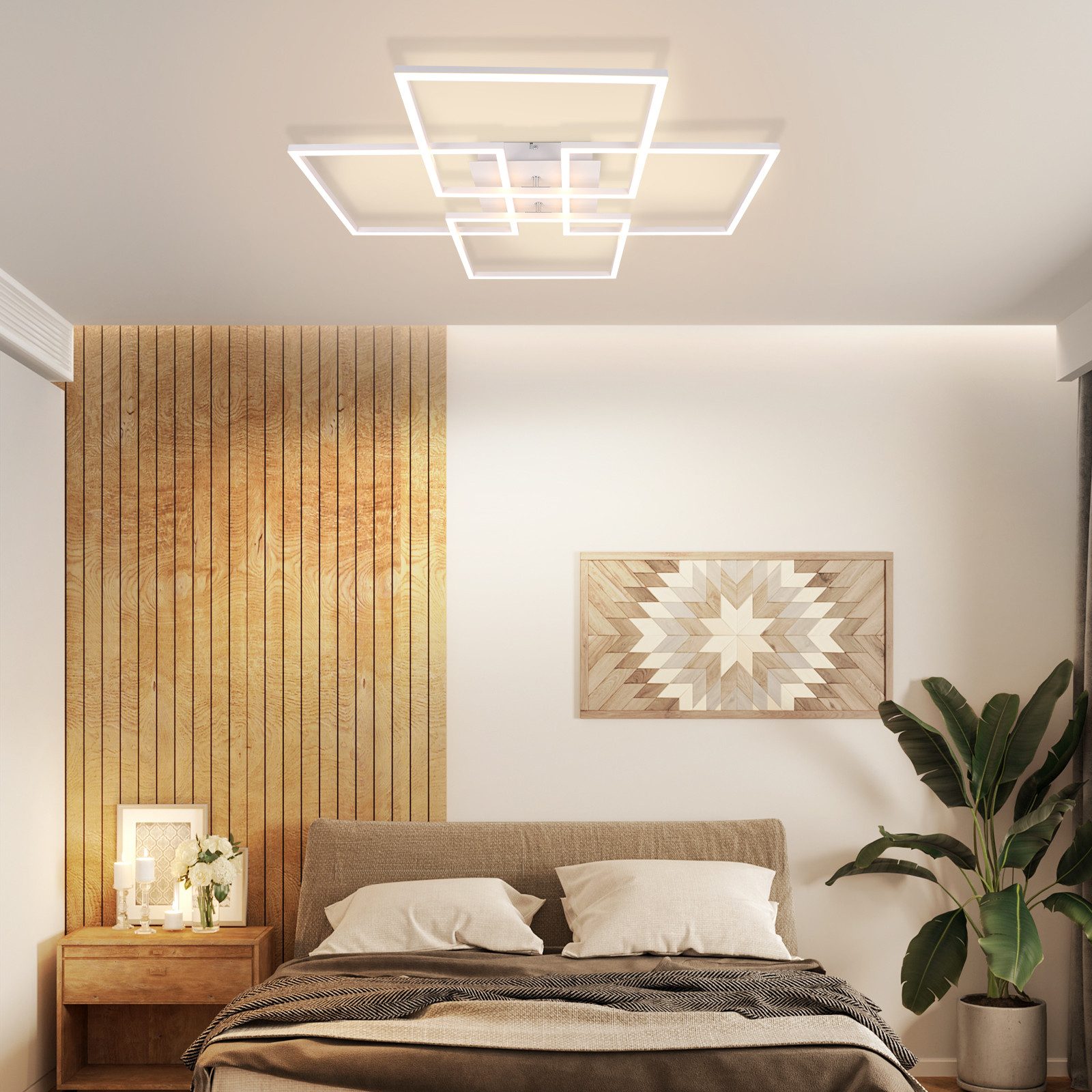 ZMH LED Deckenleuchte Wohnzimmer 4 Rahmen Deckenlampe Modern 32W 3000K Schl günstig online kaufen