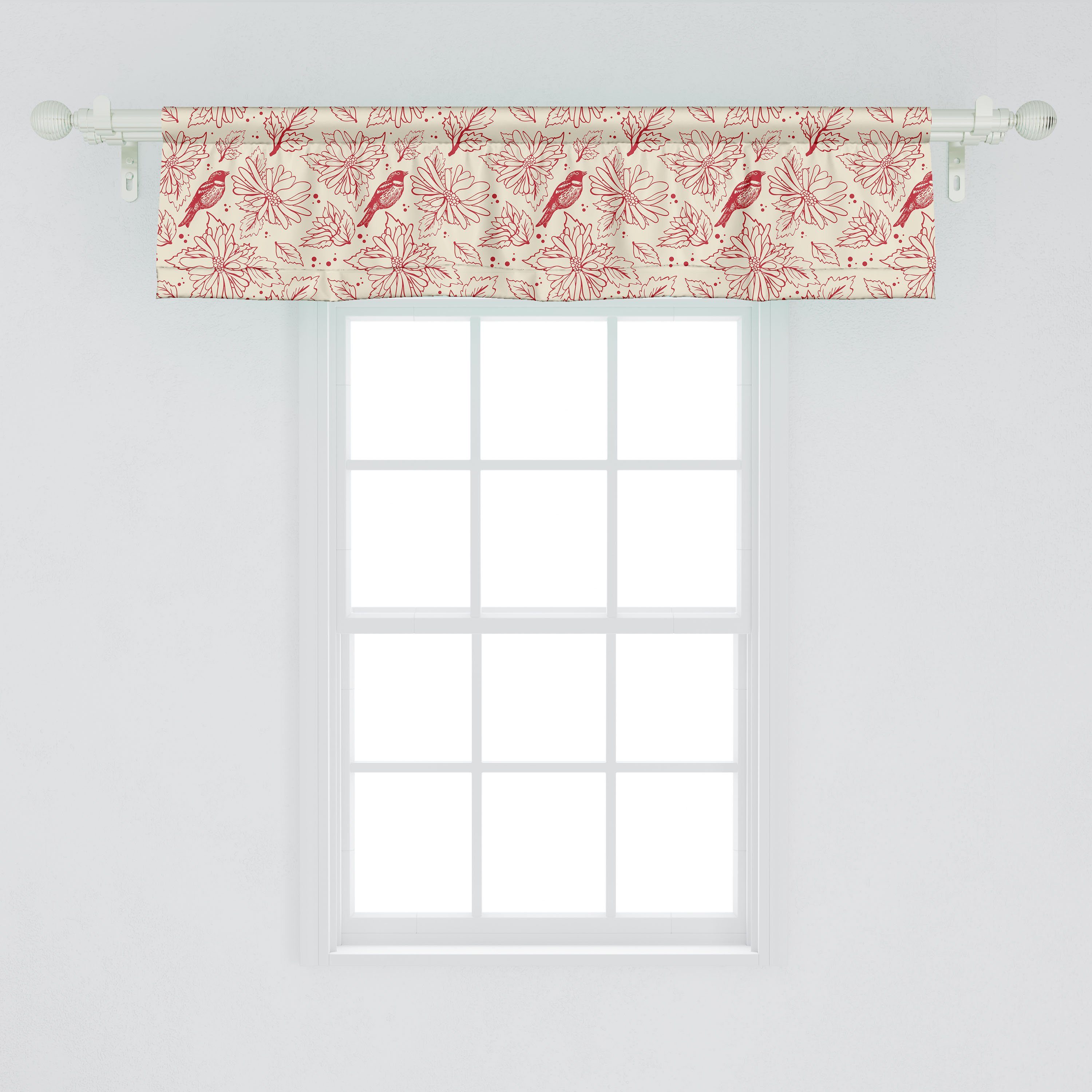 Scheibengardine Art-Blumen-Kunst Abakuhaus, Volant Vorhang Küche Microfaser, Stangentasche, Blumen mit für Schlafzimmer Dekor Vintage