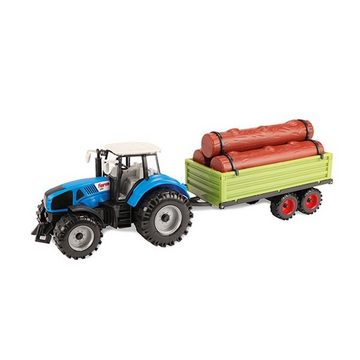 Toi-Toys Spielzeug-Traktor Traktor mit einem Auflieger mit Baumstämmen und Rückzug Funktion