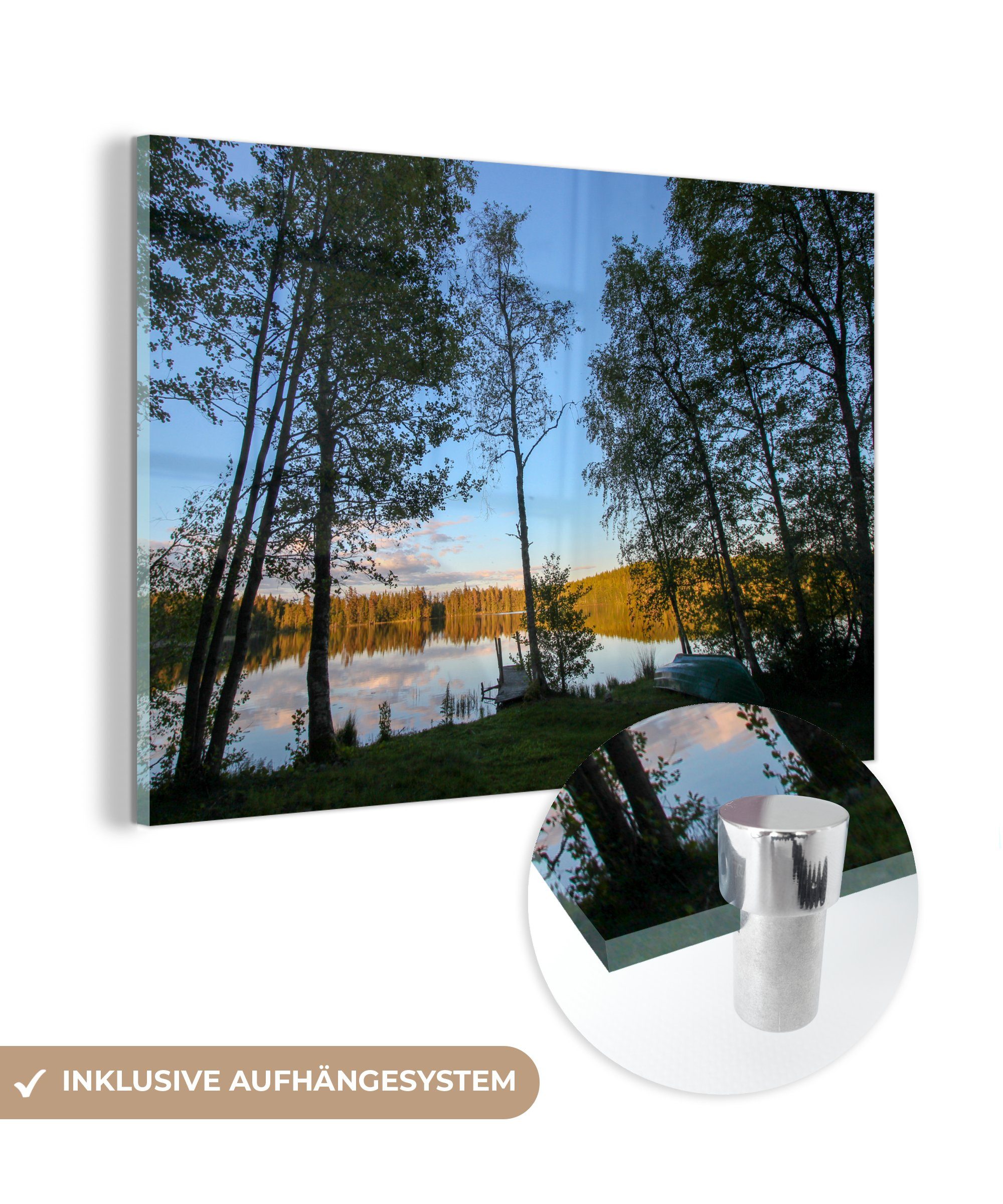 MuchoWow Acrylglasbild Silhouetten von Bäumen im Tiveden-Nationalpark in Schweden, (1 St), Acrylglasbilder Wohnzimmer & Schlafzimmer