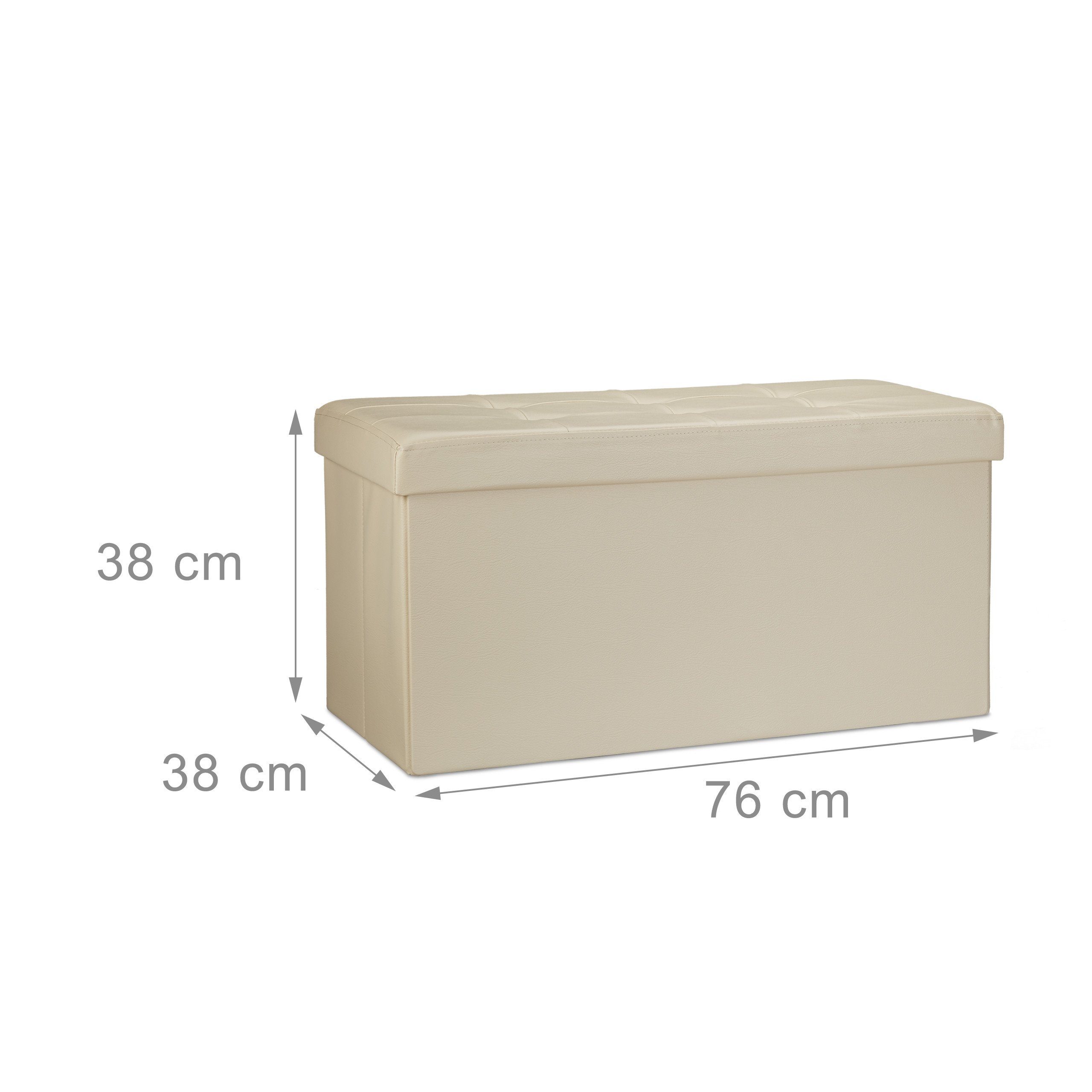 relaxdays Sitzbank mit Stauraum Kunstleder (1-St), Creme – Bild 4 von 5