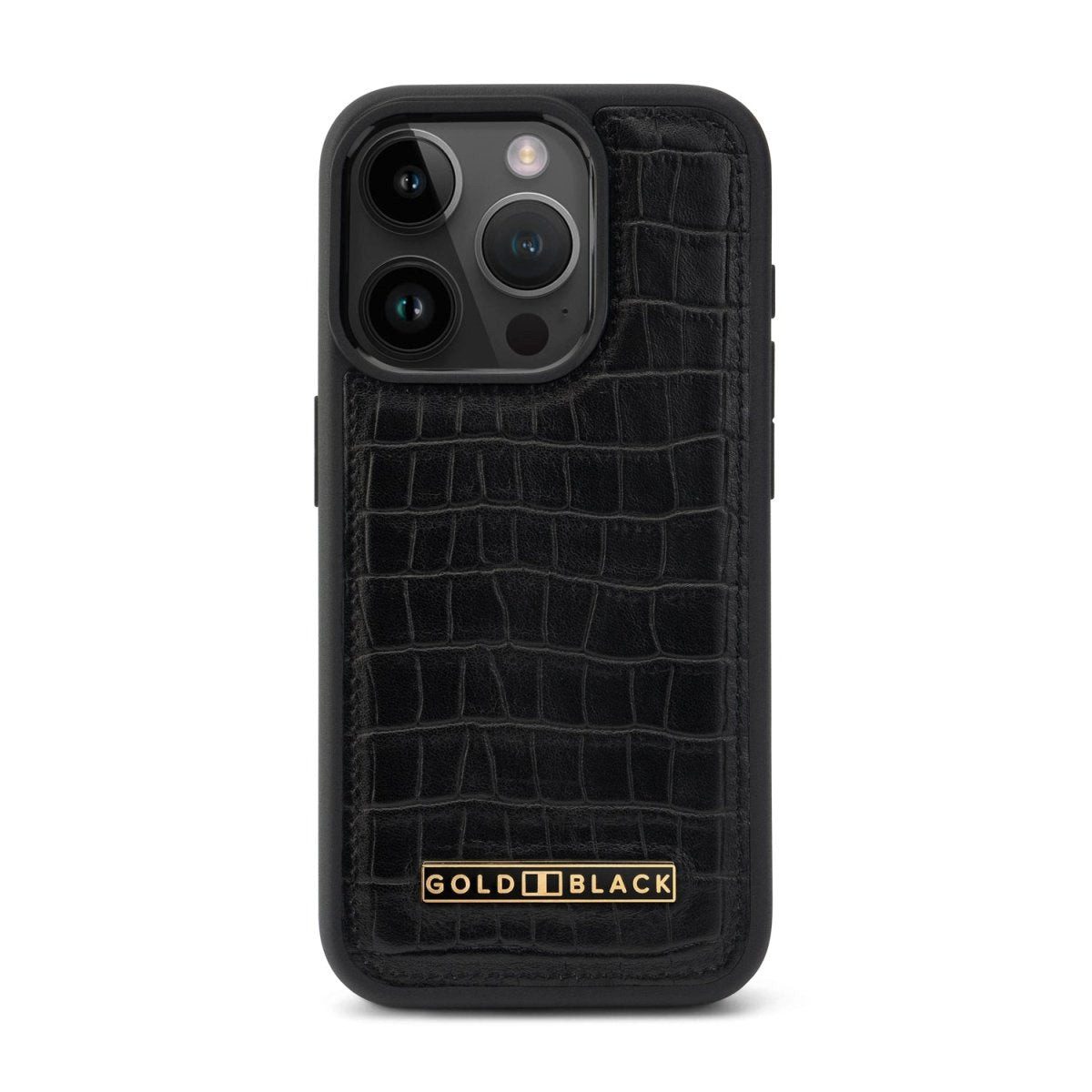 GOLDBLACK Handyhülle GOLDBLACK iPhone 15 Pro Lederhülle CrocPrestige schwarz