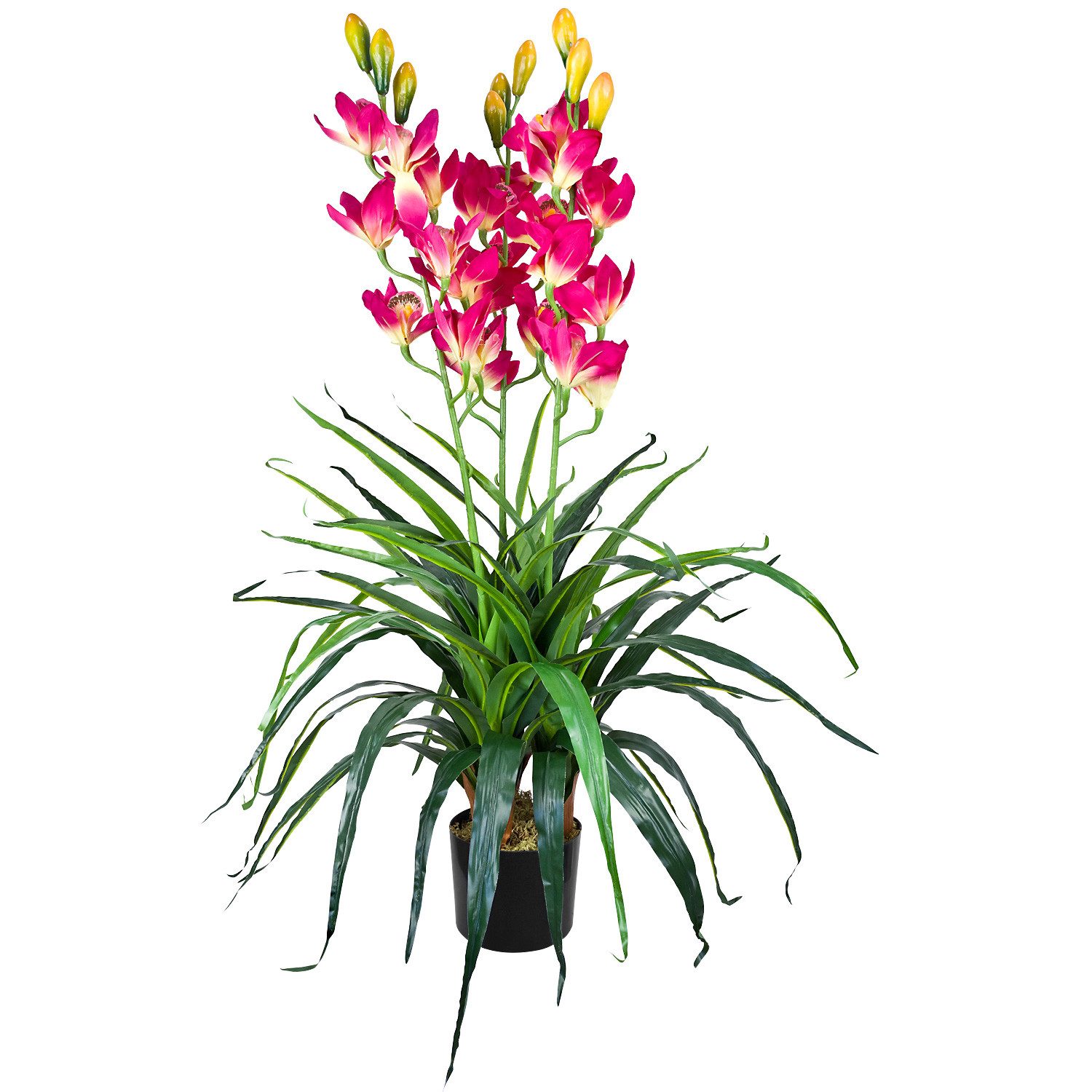 Kunstorchidee Künstliche Orchidee Kunstpflanze Pflanze Rosa Kunstblume Topf 100 cm