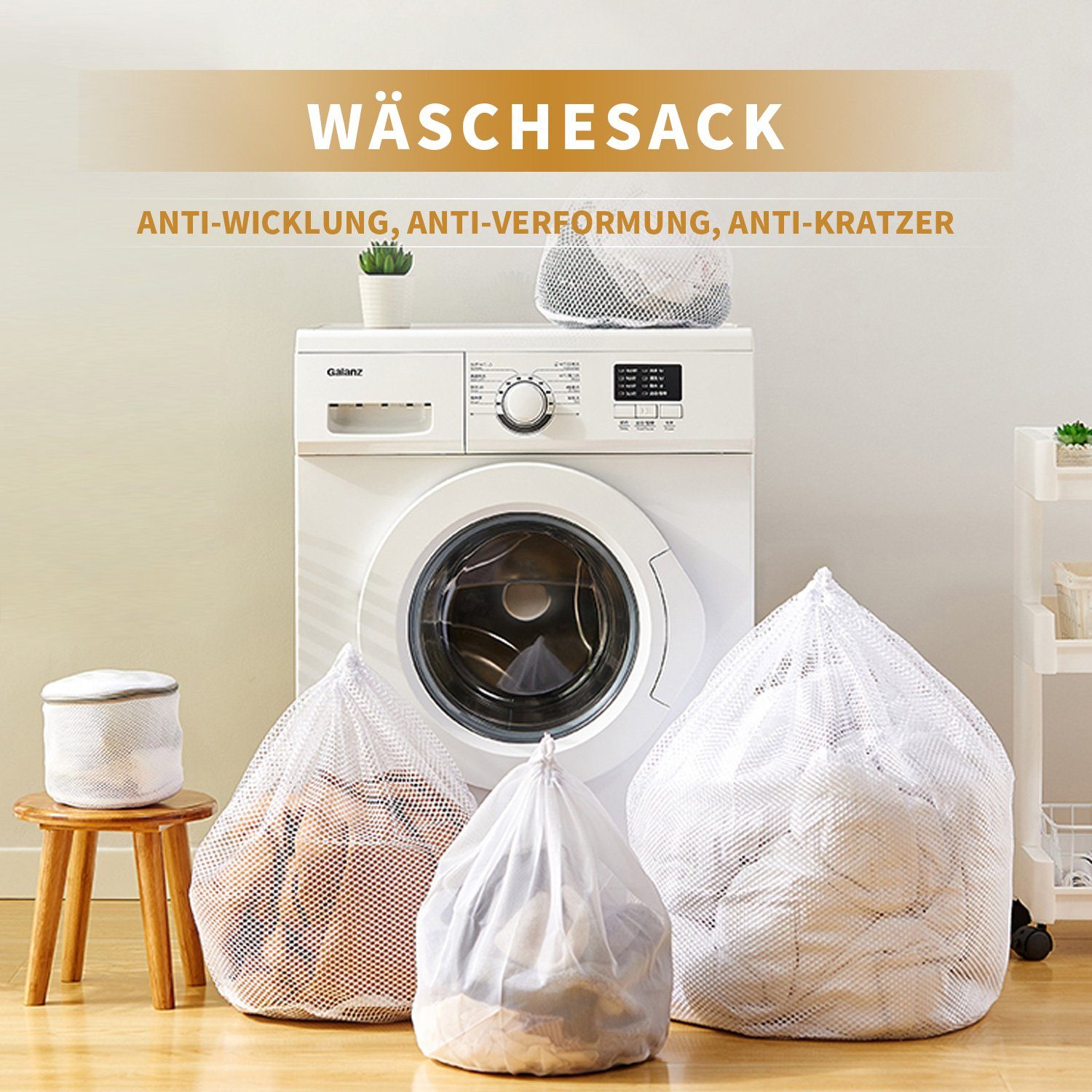 MAGICSHE Wäschenetz für Groß waschmaschine,(4-St) Kordelzug Stück mit 4 Wäschesack