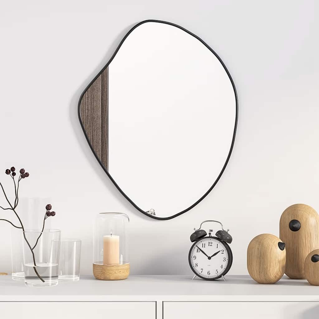 furnicato Wandspiegel Glas PVC 50 x 40 cm Schwarz (1-St), Brillantes Sichtglas als Wandspiegel für Flure und das Badezimmer