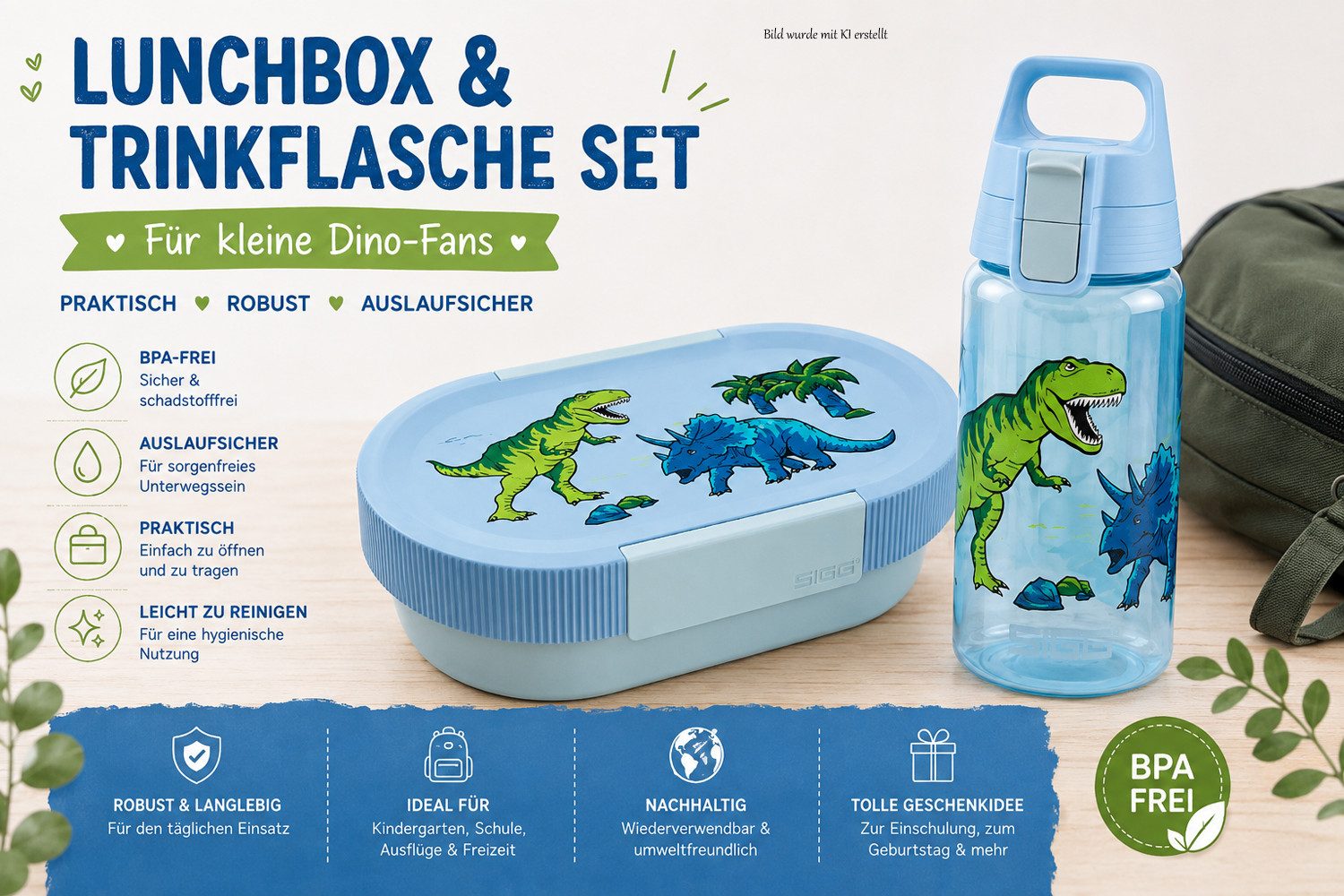Sigg Lunchbox SIGG Brotdose Lumo + Trinkflasche Viva One - Schule & Kindergarten, (Auslaufsichere Trinkflasche und robuste Lunchbox – langlebig), ideal für Pausenbrot, Obst und Snacks in Schule