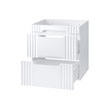 Lomadox Waschbeckenunterschrank FAIRFIELD-56 Waschtischunterschrank 60 cm weiß mit Eiche Nb., 60,4/64,5/46 cm