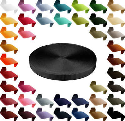 maDDma 50m PP Gurtband, Polypropylen, 25mm breit, 1,3mm stark, Farbwahl Rollladengurt, 580 schwarz