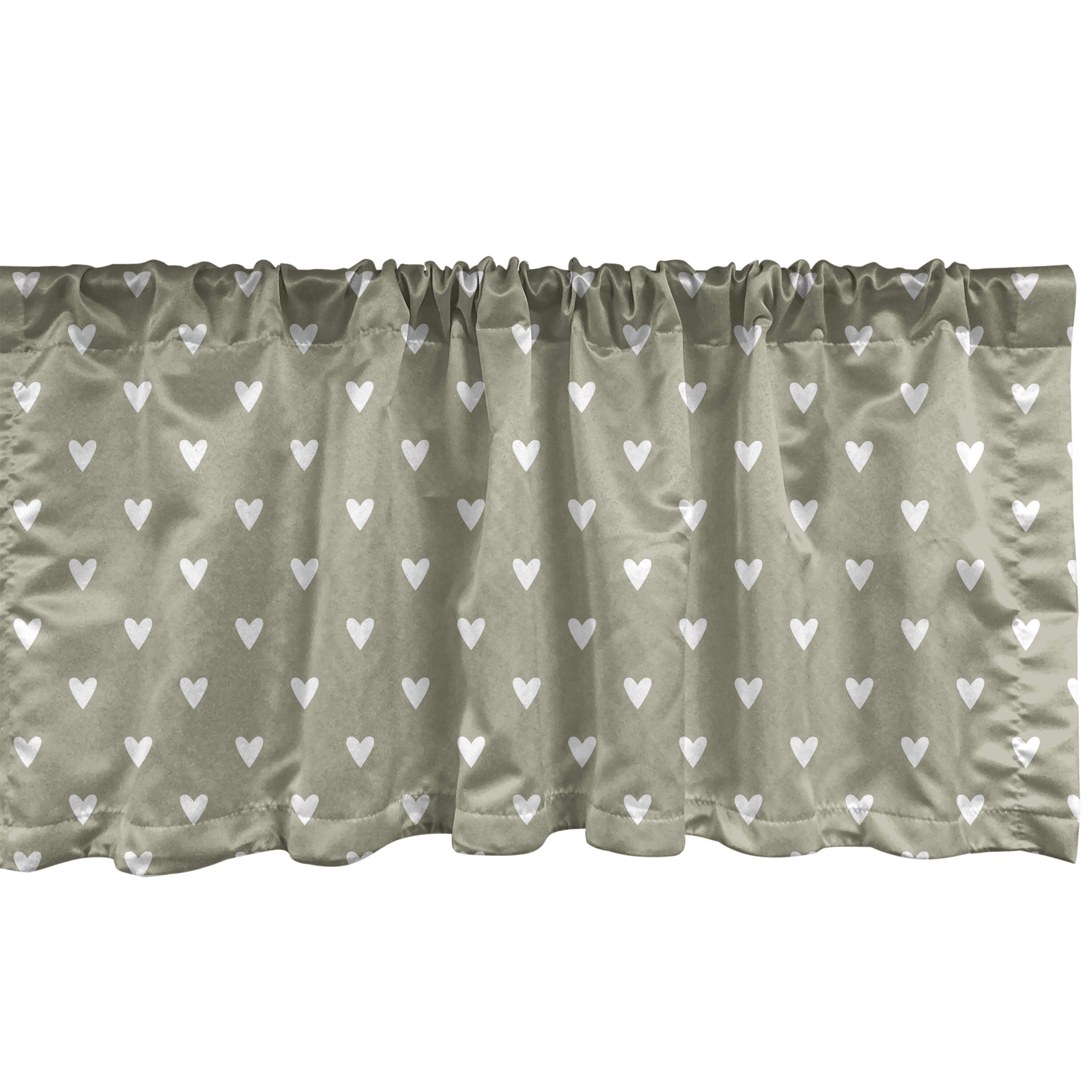 Scheibengardine Vorhang Volant für Küche Schlafzimmer Dekor mit Stangentasche, Abakuhaus, Microfaser, Romantisch Herz-Liebe-Sepia-Töne