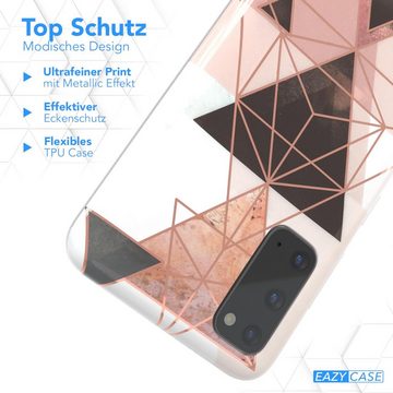 EAZY CASE Handyhülle IMD Motiv Cover für Samsung Galaxy S20 6,2 Zoll, Hülle mit Kameraschutz Slimcover Display Bumper Geometrie Rosa Braun