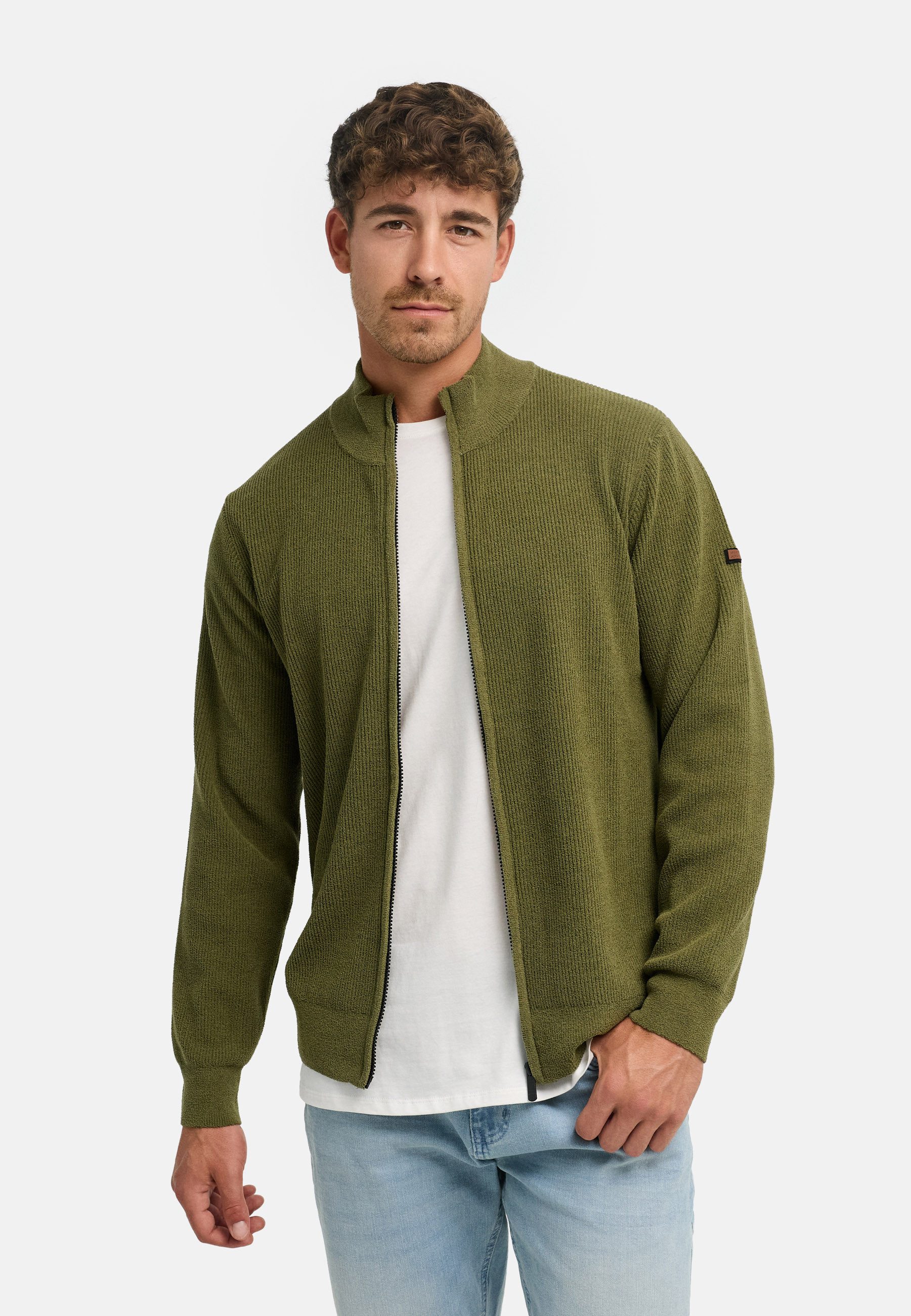 INDICODE Strickjacke Herren INZar Cardigan mit Stehkragen Freizeitjacke mit Stehkragen, Regular Fit