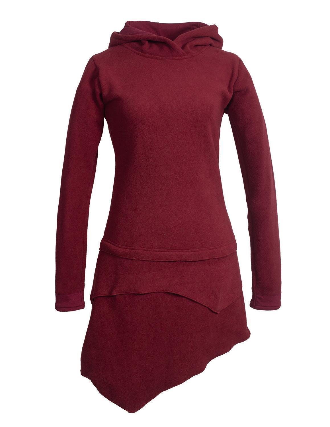 Vishes Midikleid Asymmetrisches Kapuzen-Kleid aus Recycling-Fleece günstig online kaufen