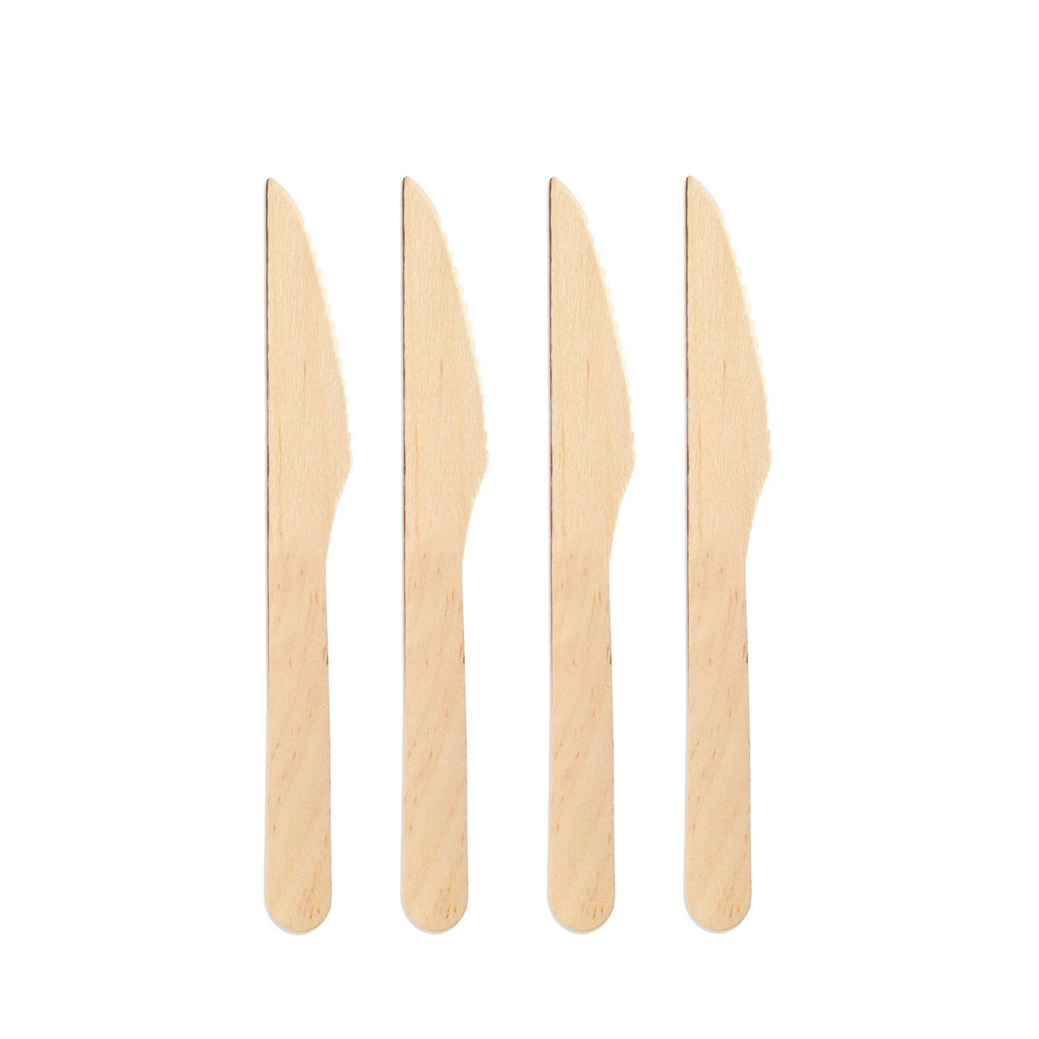 wisefood Einwegbesteck-Set Holz Messer Einweg - 16,5 cm Einwegmesser (100-tlg), Holz