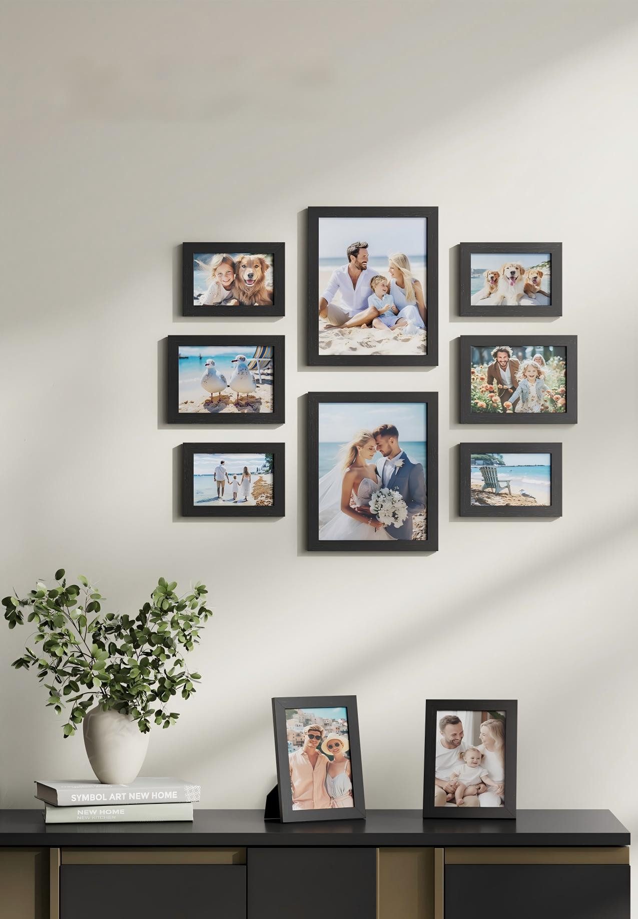 SONGMICS Bilderrahmen-Set Fotorahmen, 10er Set, für 2 in 20 x 25 cm, 4 in 13 x 18 cm, 4 in 10 x 15 cm