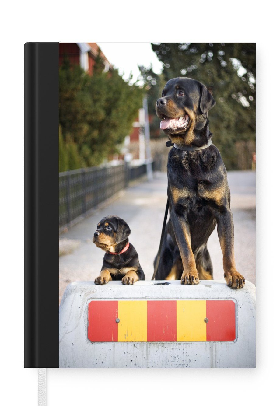 MuchoWow Notizbuch Rottweiler-Welpe neben einem erwachsenen Rottweiler, Journal, Merkzettel, Tagebuch, Notizheft, A5, 98 Seiten, Haushaltsbuch