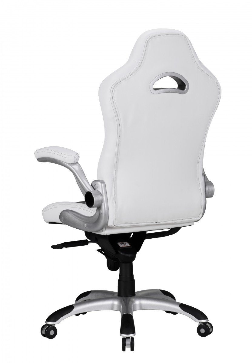 / Chair Armlehne Drehstuhl Bürostuhl Drehbar, Racing Grau, Schreibtischstuhl mit (Kunstleder Gaming SPM1.238 Weiß Design), Amstyle
