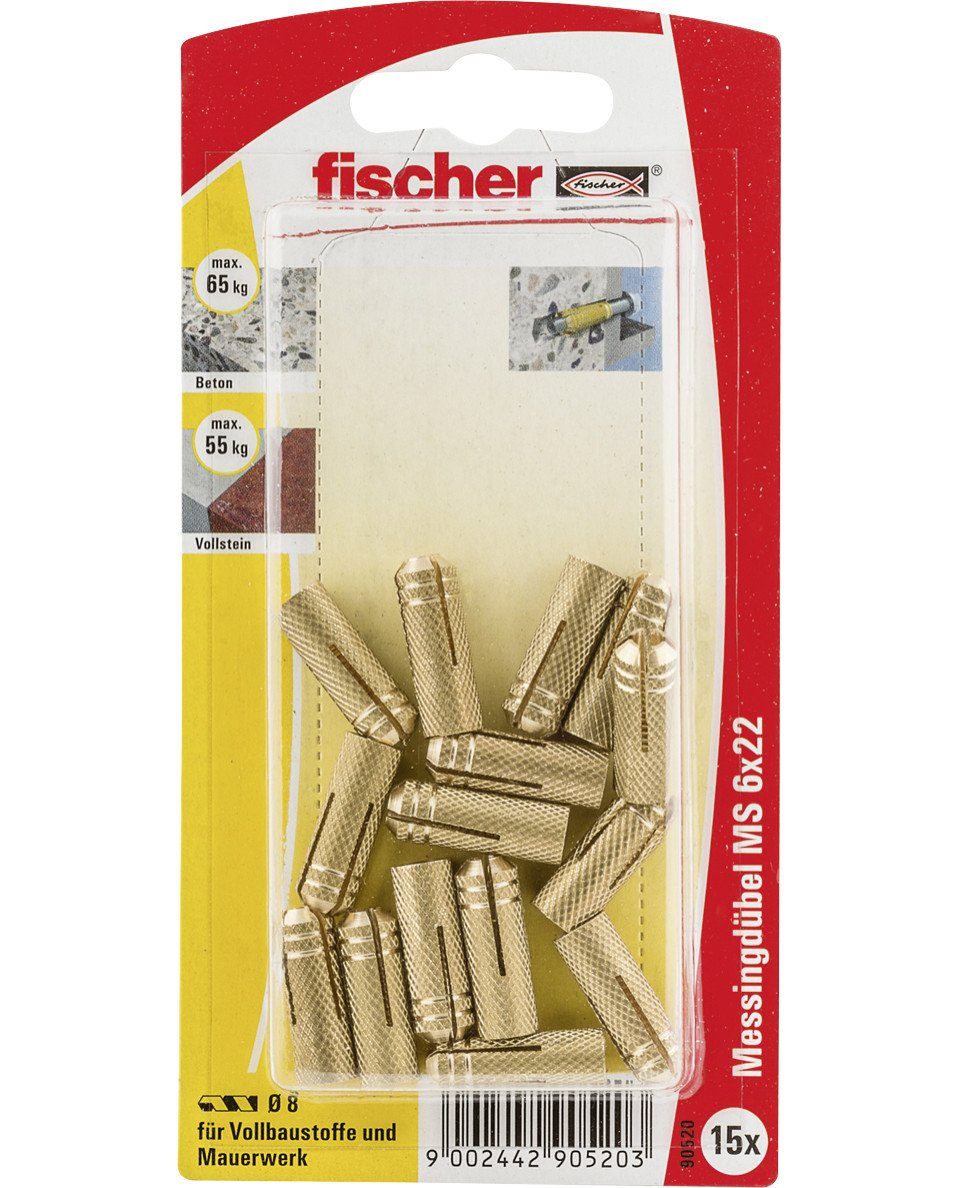 fischer Schrauben- und Dübel-Set Fischer Messingdübel MS 6.0 x 22 mm - 15 Stück