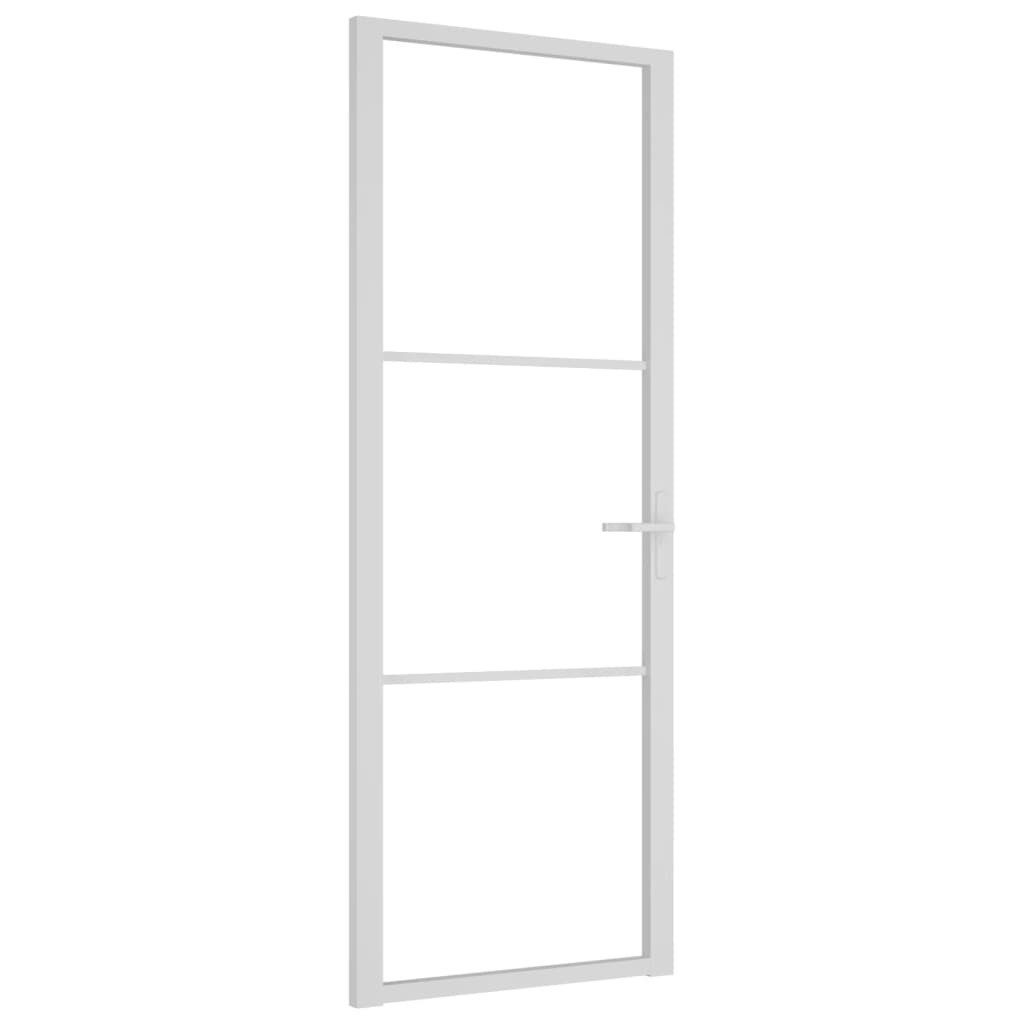 vidaXL Zimmertür, Innentür 76x201,5 cm Weiß ESG-Glas und Aluminium