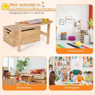 COSTWAY Kinderschreibtisch, mit Stuhl Set, Sitzbank mit Stauraum, 60x34x57cm