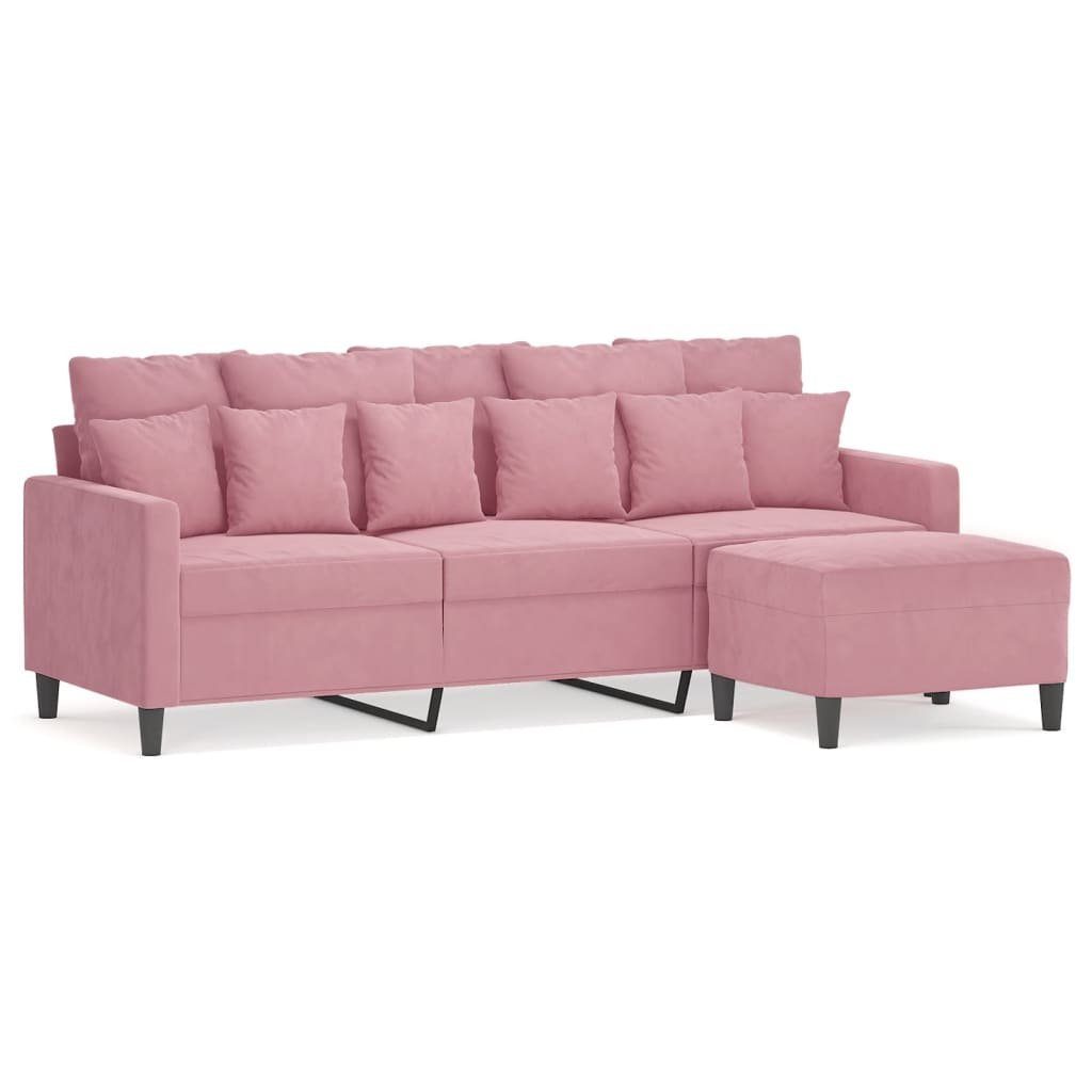 vidaXL Sofa 3-Sitzer-Sofa mit Hocker Rosa günstig online kaufen