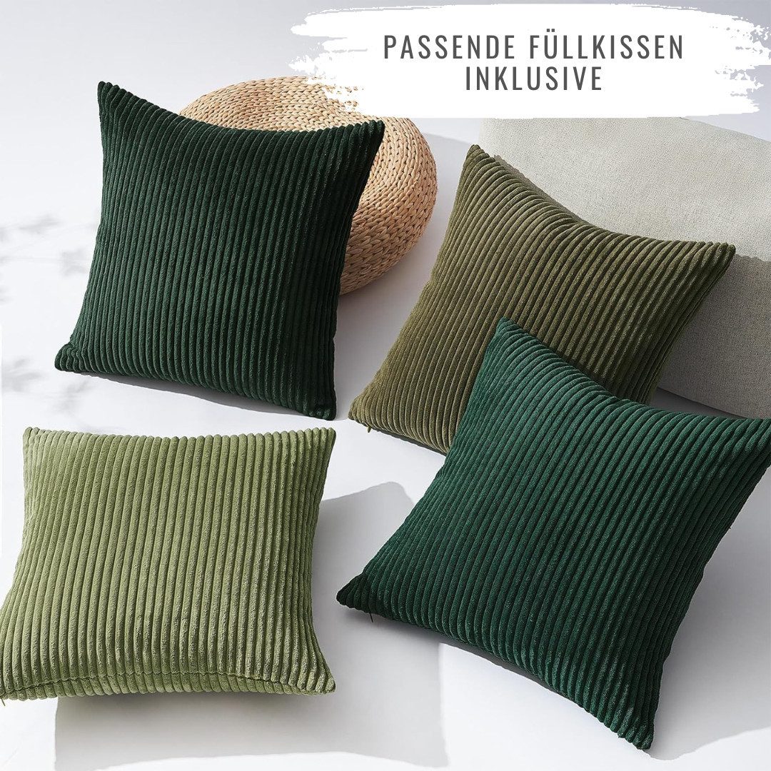 Interior by Hakito Dekokissen 4er Set Kissenbezüge inklusive Füllkissen Set Mary Kordsamt weich, Kissenhülle mit Füllung – Bild 3 von 4