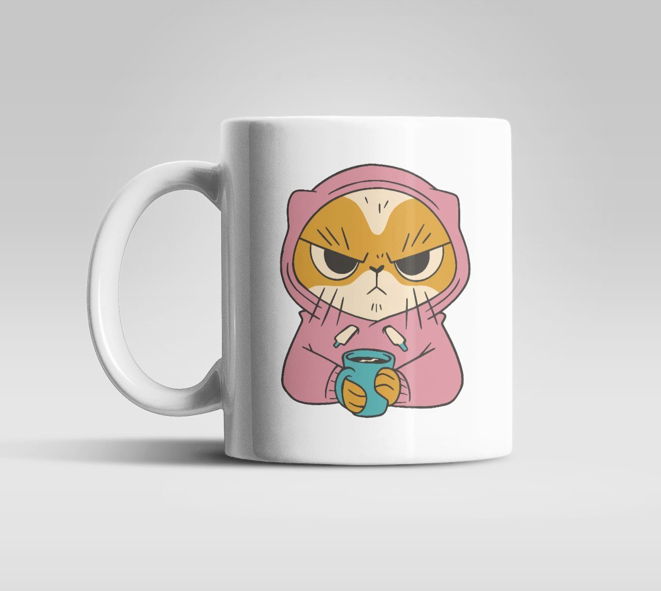 WS-Trend Tasse Angry Cat Katze Kaffeetasse Teetasse mit Henkel, Keramik, 330 ml