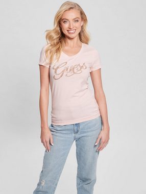 Guess T-Shirt Damen T-Shirt SCRIPT TEE Slim Fit (1-tlg)