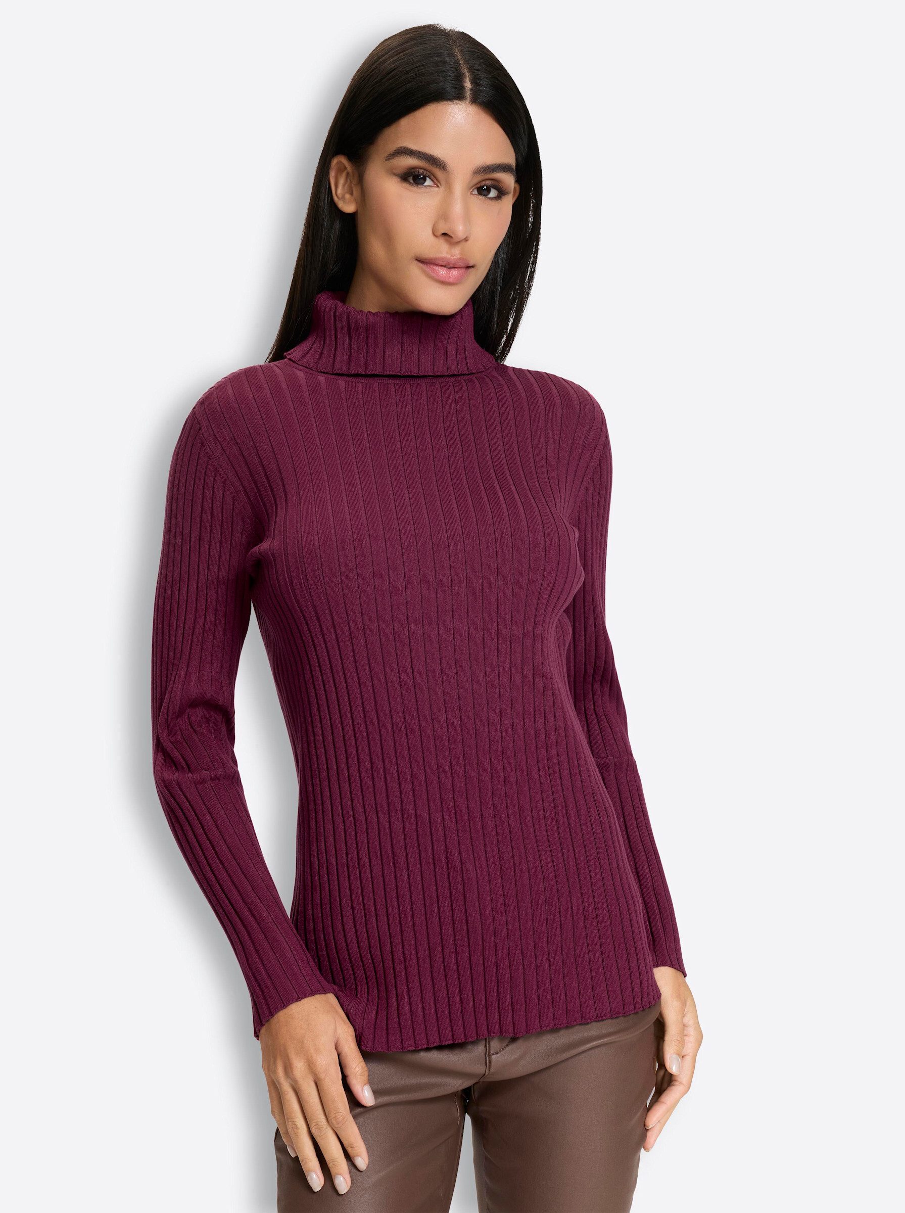 heine Strickpullover Rollkragen-Pullover Langarm Rippoptik