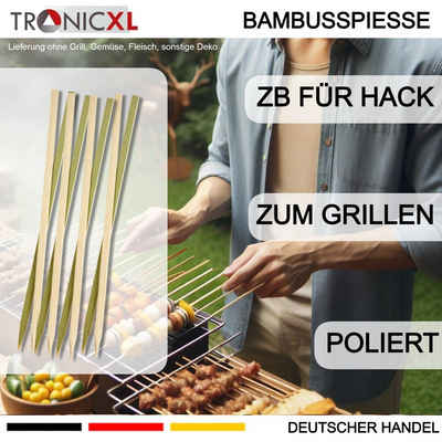 TronicXL Schaschlikspieße 200 x Flachspieß Flache Bambusspieße Holzspieße Holz Spieß Grillen BBQ (200-St), Angespitzt