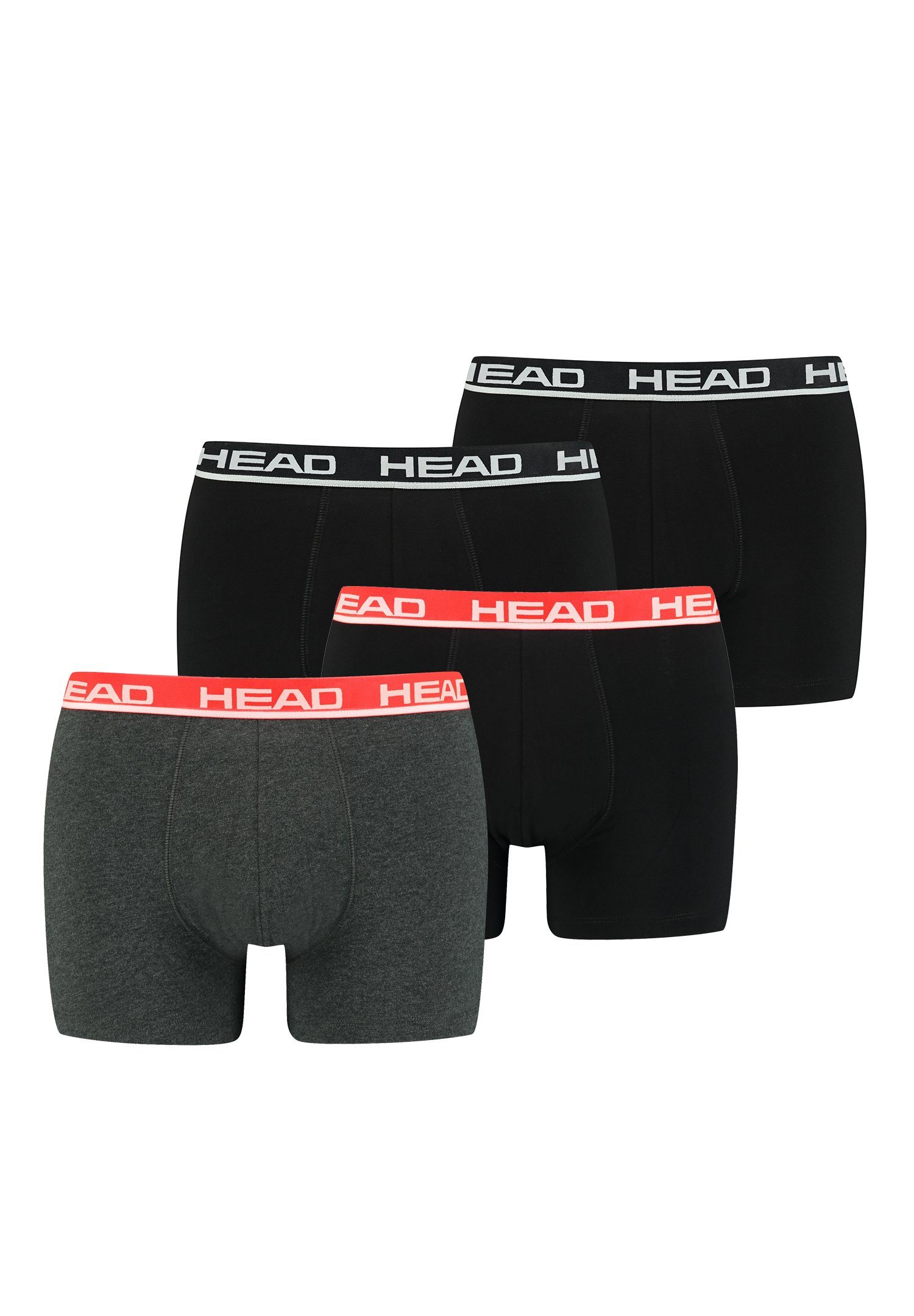Head Boxershorts Head Basic Boxer 4P (Spar-Set, 4-St., 4er-Pack) Black/Grey Red