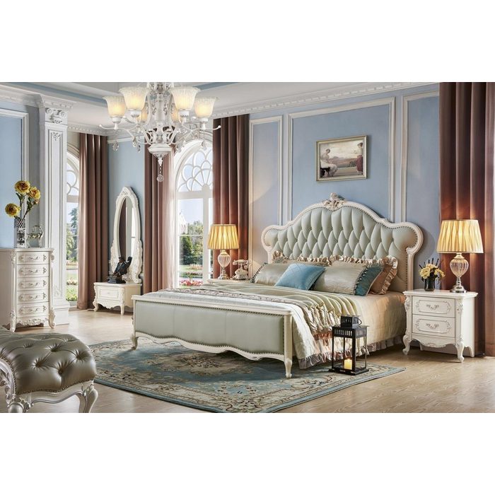 JVmoebel Schlafzimmer-Set Design Betten Schlafzimmer Sets Bett 2x Nachttisch Klassischer Luxus Möbel 3tlg VZ10218