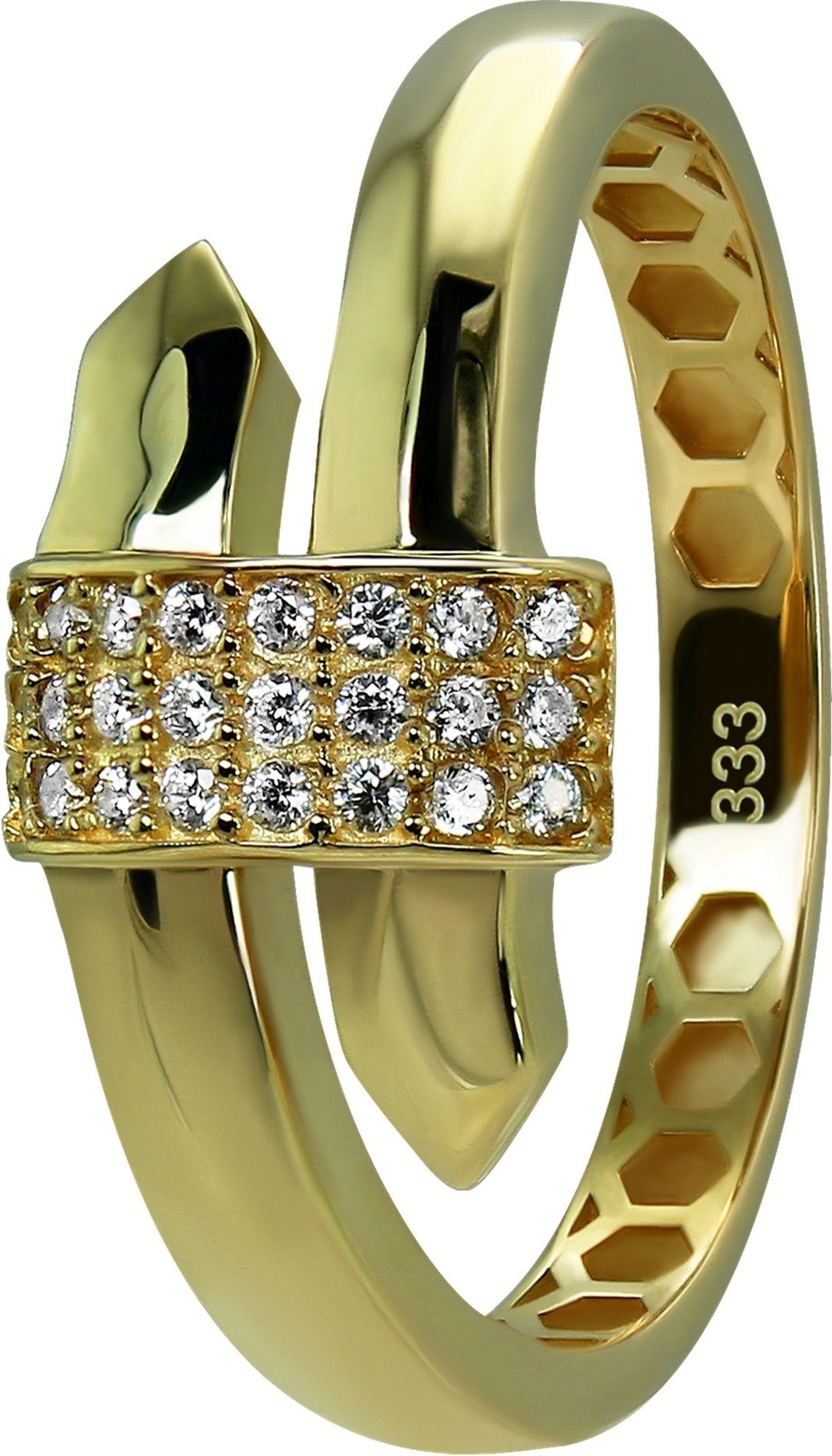 GoldDream Goldring GoldDream Gold Ring Glamour Gr.60 (Fingerring), Damen Ring Glamour 333 Gelbgold - 8 Karat, Farbe: gold, weiß