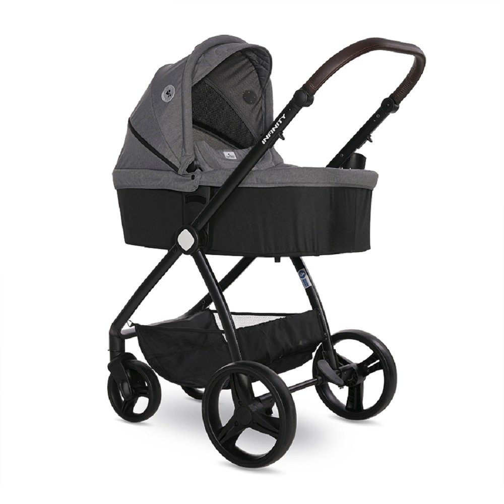 grau/schwarz Kombi-Kinderwagen Lorelli Sportsitz 3in1, Infinity Kombikinderwagen 22kg Babyschale Babywanne bis