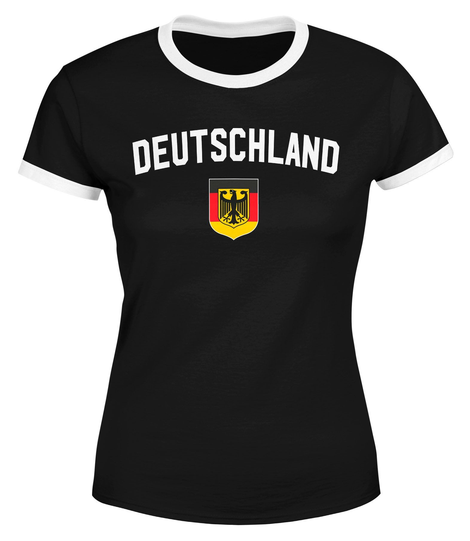 MoonWorks Print-Shirt Klassisches Damen WM-Shirt Deutschland Flagge Retro Trikot-Look