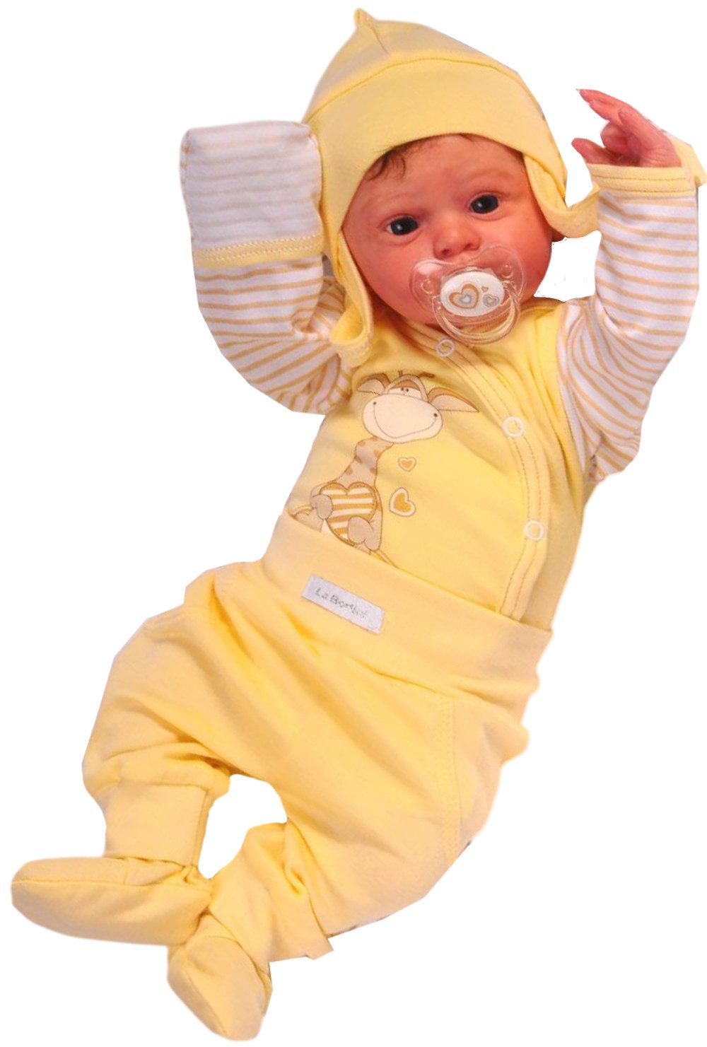Body & Hose Wickelbody Hose Mütze Baby Anzug 3tlg Set Body 44 50 56 62 68 74 80