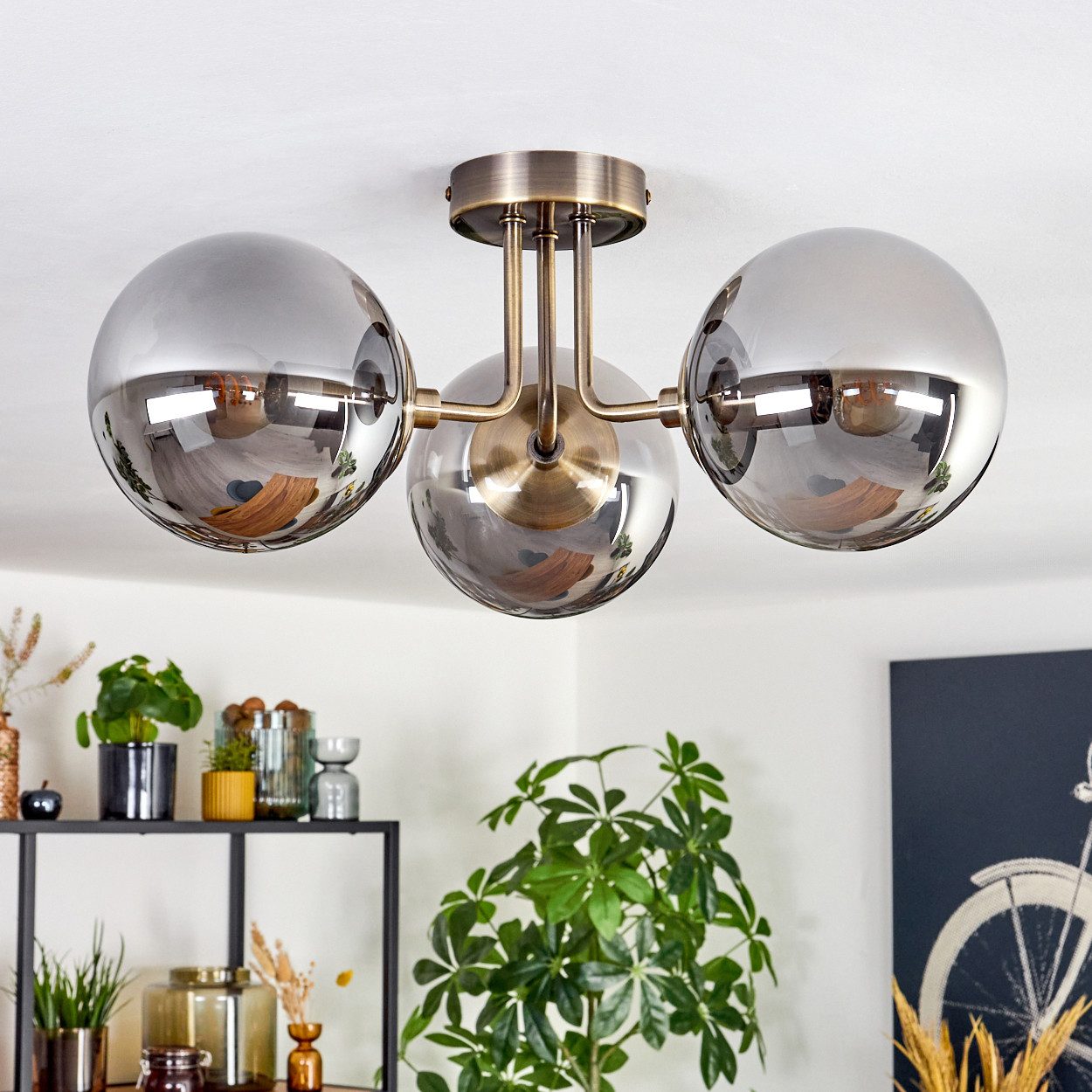 hofstein Deckenleuchte Deckenlampe aus Metall/Glas in günstig online kaufen