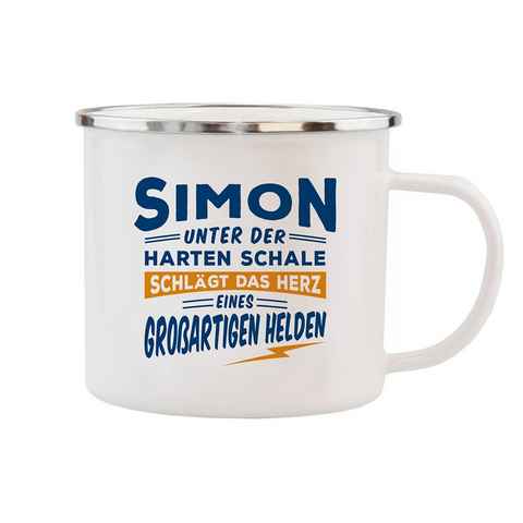 HTI-Living Becher Echter Kerl Emaille Becher Simon, Emaille, Kaffeetasse Teetasse Männergeschenk