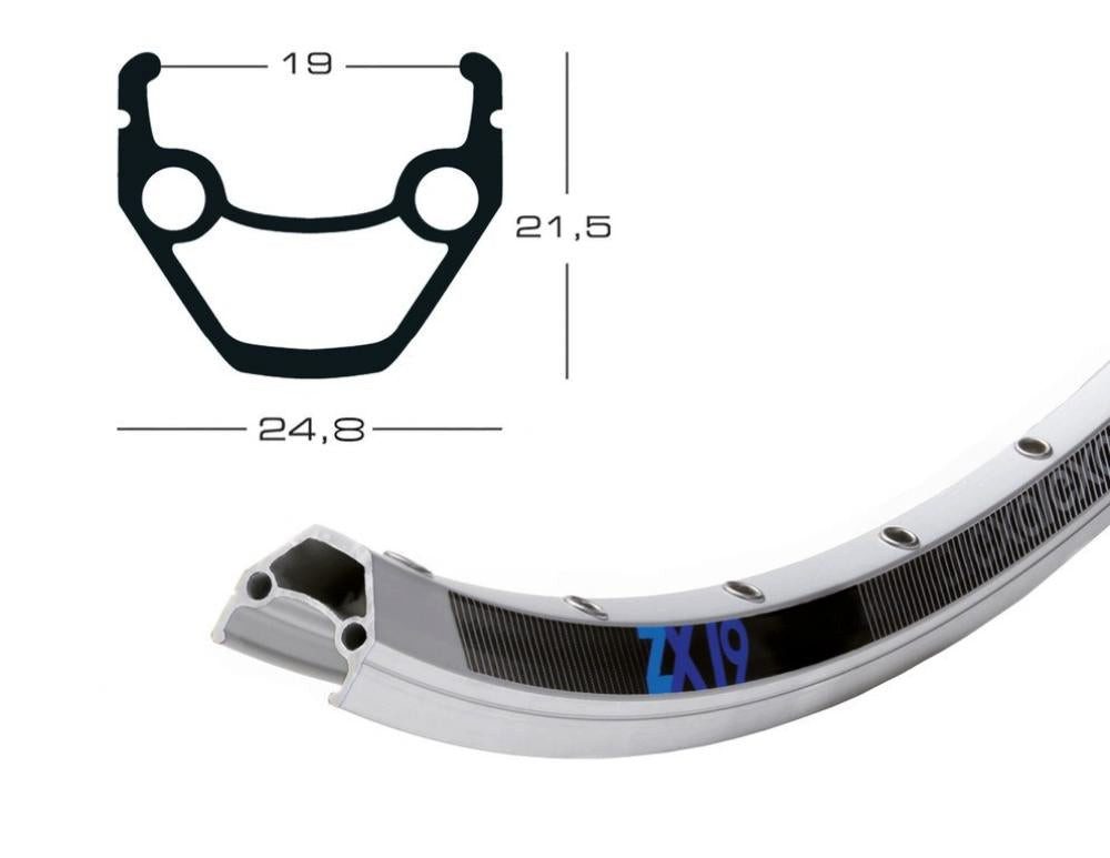 Exal Laufrad EXAL ZX19 26" Felge, 32 Loch, 19 mm Maulweite, Aluminium, silber, für