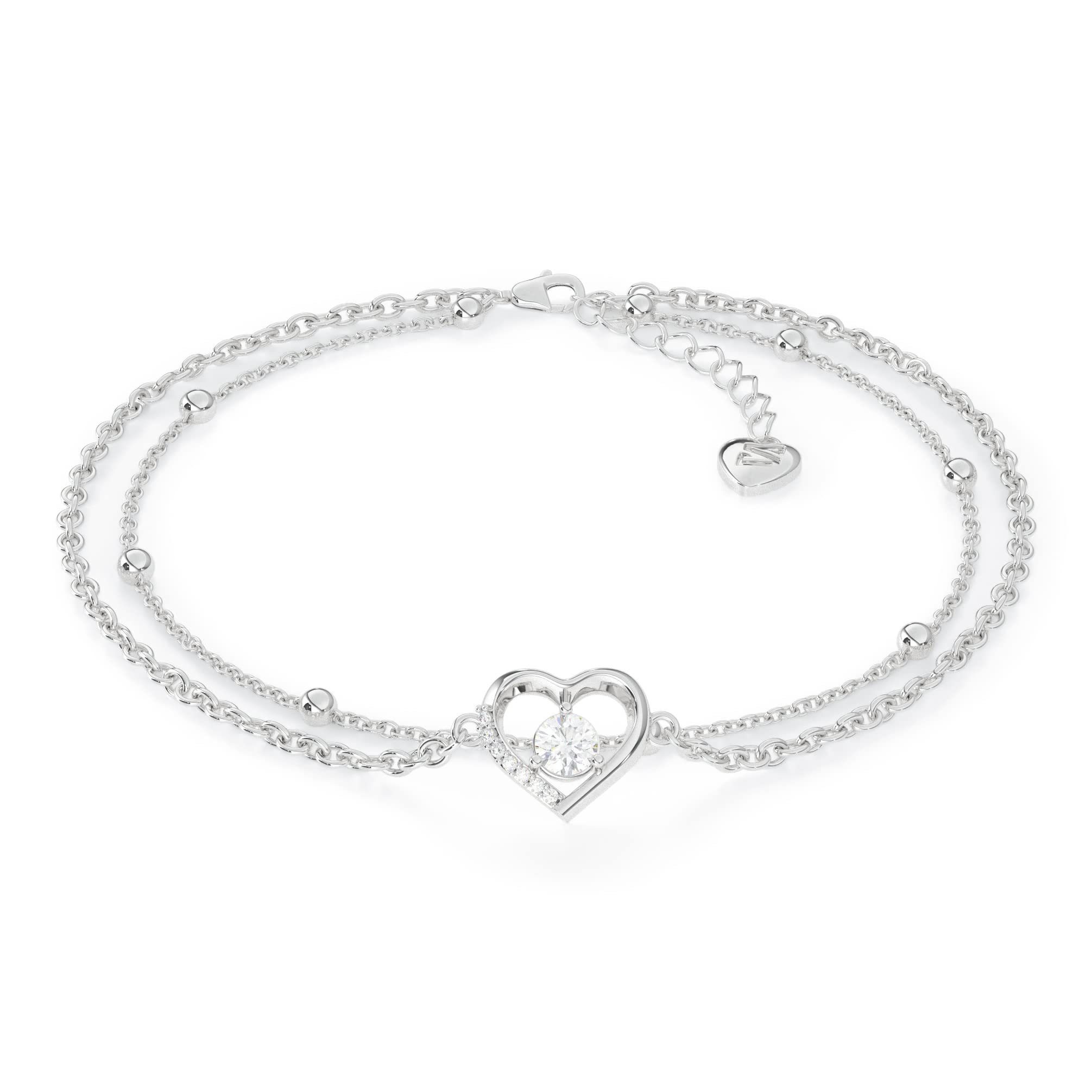 SERASAR Fußkette Браслет aus Sterlingsilber [Heart] (1-tlg), Women Heart Symbol Anklet in 925 Sterling Silver with 18k Gold Plating