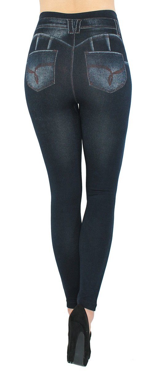 dy_mode Jeggings Damen Leggings in Jeans Optik Bequem Jeggings High Waist Jeansleggings mit elastischem Bund