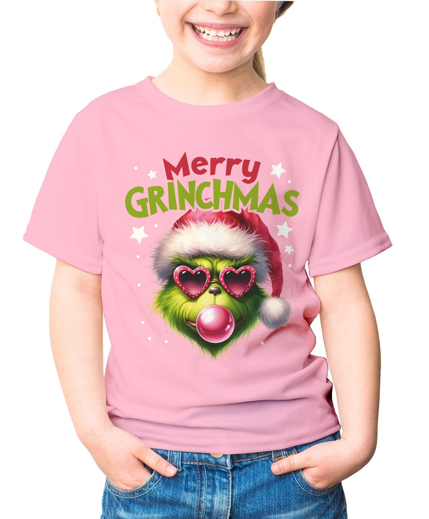 Print-Shirt Kinder T-Shirt Weihnachten Mery Grinchmas Weihnachtsshirt Mädchen