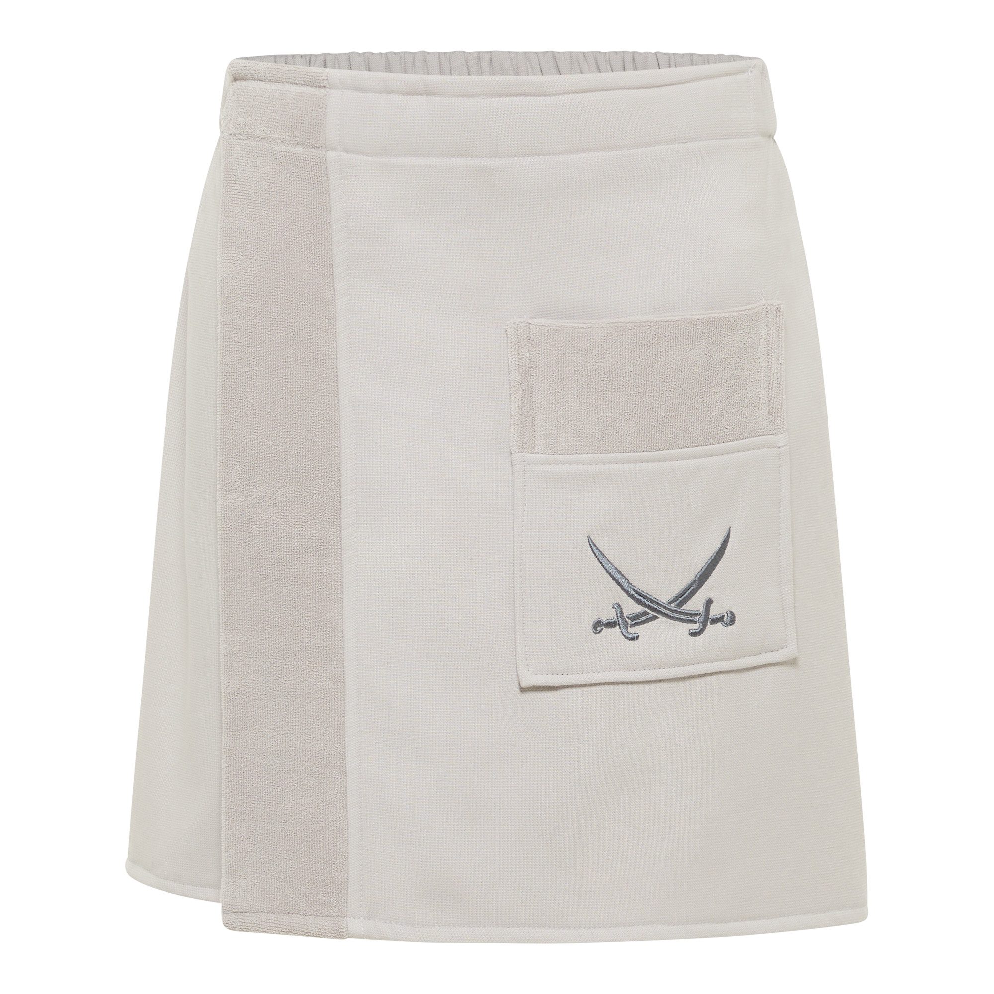 Sansibar Sylt Kilt Sansibar Herren Sauna-Kilt mit bestickter Tasche, 50x145 cm, Baumwolle, Klettverschluss, mit Gummizug am Rücken, Klettverschluss