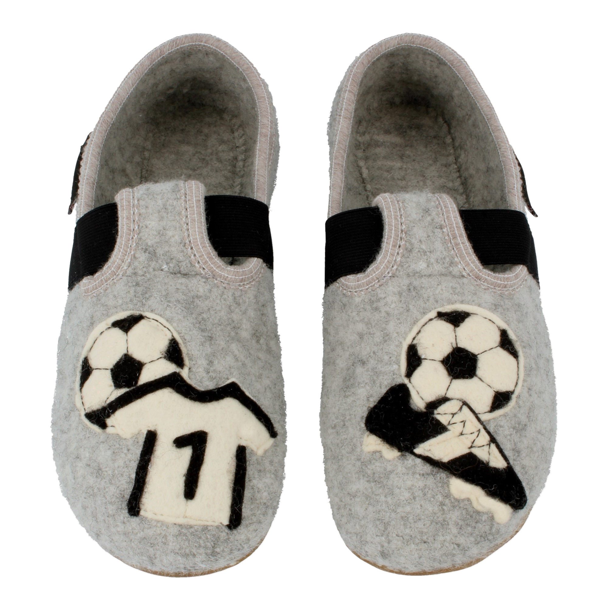 Haflinger Kinder Slipper Everest Team Fußballmotiv mit Gimmiband Hausschuh – Bild 4 von 4
