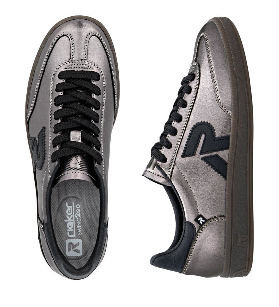 Rieker San Diego (Glattleder) silber/schwarz Damen Sneaker