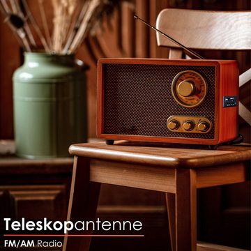 Cyberlux CL-3080 Küchen-Radio (FM-Tuner, 10 W, Retro-Radio, Bluetooth, USB-Eingang, Hochwertiges Holz im Retro Design)