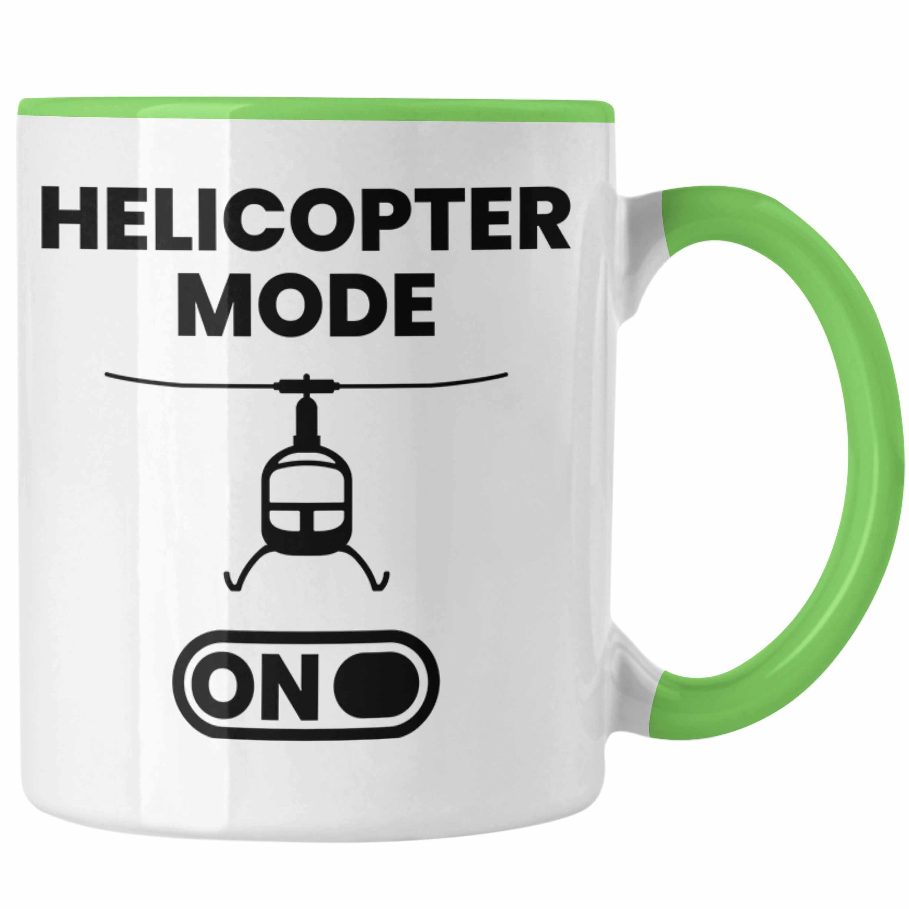 Trendation Tasse Trendation - Helikopter Pilot Geschenk Jungs Jungen Geschenkidee Helikopter Modell Geschenke Tasse Grün